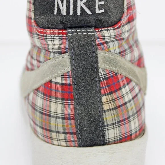 Nike Blazer Women’s Vintage Plaid Red / Grey High Top Sneakers: Size 10 - Picture 8 of 8
